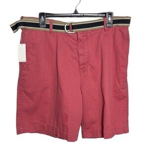 IZOD Flat Front Belted Men’s Shorts‎ Salmon Pink Size 36